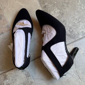 Life Stride Black Pointed Cutout Heels with Back Zip